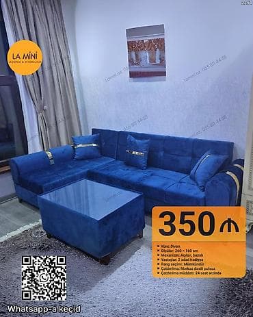 yatag dedi: Künc divan, Açılan, Bazalı, Vеlur parça, Şəhərdaxili pulsuz çatdırılma — 1