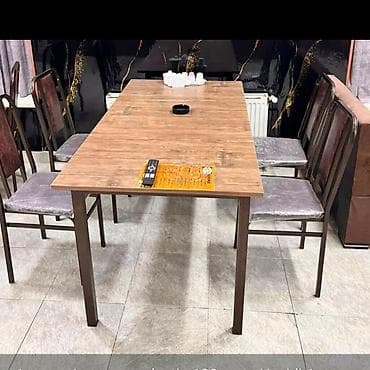 bag stol stullari: Taxta üstlü yemək/deskalti dəst - Dördbucaq formalı, taxta teksturalı — 1