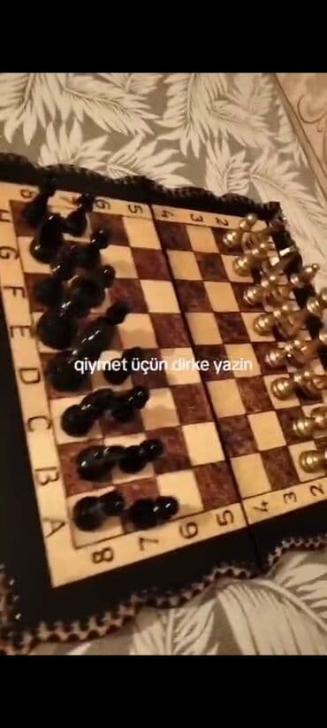 cadır ev: Taxta şahmat dəsti - Material: ağacdan hazırlanmış şahmat taxtası — 3