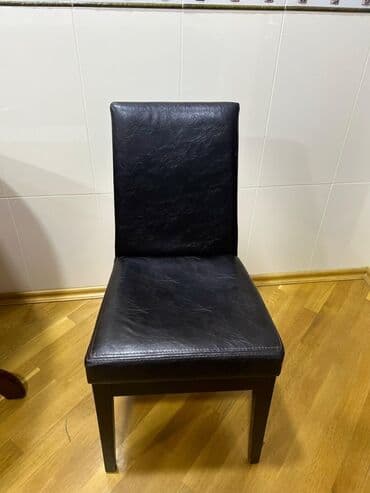 dal darı: Qara rəngli yemək otağı/ofis stulu - Klassik düz bel dayaqlı dizayn - — 1