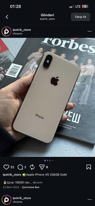 iphone x bu: IPhone Xs, 64 GB, Qızılı, Zəmanət, Face ID, Sənədlərlə — 7