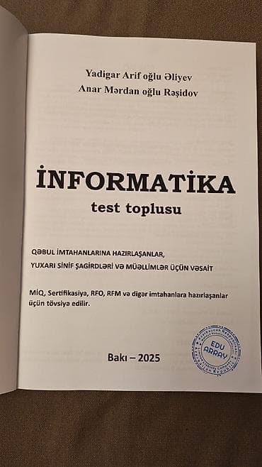 array informatika: Azərbaycan dilində İnformatika test bankı 2025-ci il. İstifadə — 2