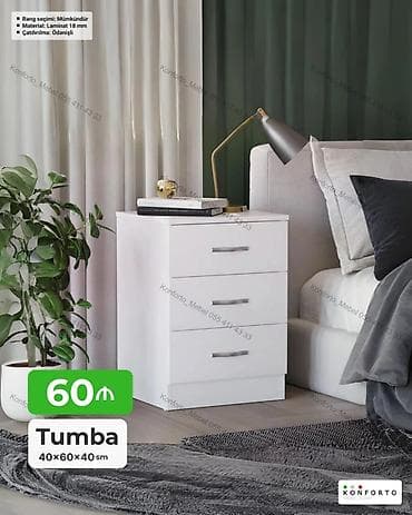 Tumba – 3 çekmecəli, müasir dizayn - Ölçü: 40×60×40 sm - Material: 18