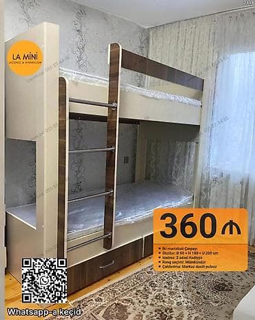 İki mərtəbəli çarpayı – funksional və estetik dizayn - Ölçülər: D 90