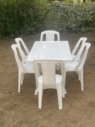 Yelləncəklər: Yeni, Dördbucaq masa, 6 stul, Açılan, Stullar ilə, Plastik, Azərbaycan — 3