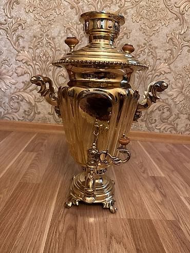 samovar 5l: Antik samovar – Tula istehsalı, qabartma nişan və yazılarla - — 4