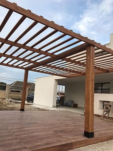 mebel metbex: Açıq hava məkanı üçün taxta pergola və terras -Ölçü 6x4 metr - — 2
