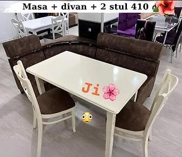 divan ustu: Mətbəx və qonaq otağı üçün dəstlər 1) Masa + divan + 2 stul – 410 - — 1