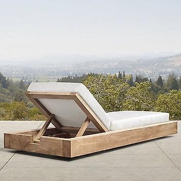 şifer işlenmiş: Taxta bağ/terrasa şezlonqu və yardımçı stol - Material: möhkəm təbii — 4