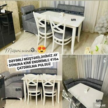 metbext divani: Mətbəx üçün, Yeni, Açılmayan, 2 stul — 6