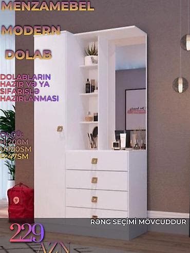 kombi dolab: Yeni, 1 qapı, Siyirməli, Ağ, Digər material, Açılan, Düz dolab — 1