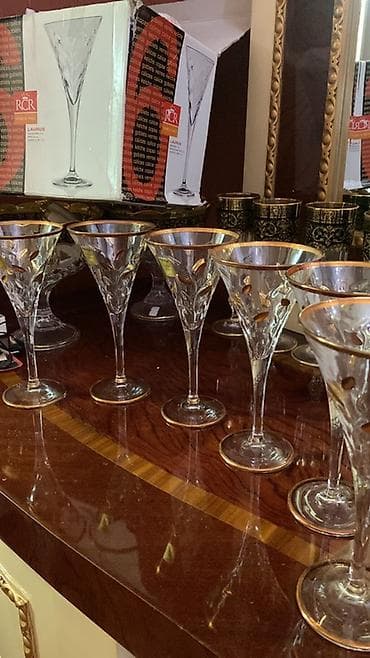 eşya: Qədəhlər, rəng - Qızılı, Xrustal, İtaliya — 1