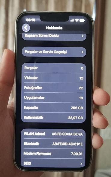 IPhone 13, 256 GB, Gümüşü, Face ID