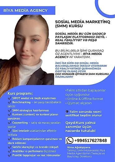 Sosial Media Marketinq (SMM) Kursu — Riya Media Agency Sosial media