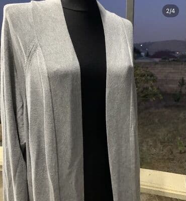 женские длинные кардиганы: Boz rəngli qadın kardiqanı - Model: uzun, önü açıq, düyməsiz. - — 2