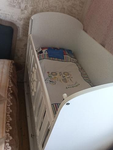 2ci əl kuşetka: Uşaq beşiyi – “Ali Bebe” model - Rəng: ağ - Material: laminat/MDF — 2