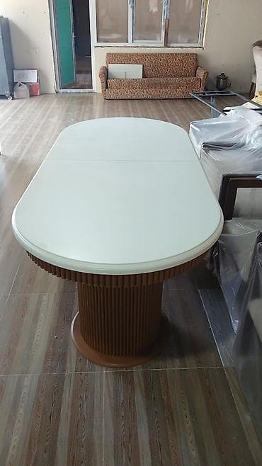 Oval formalı, açılıb-bağlanan yemək masası - Üst hissə: açıq rəngli — 3