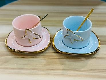 Qəhvə dəsti, rəng - Çəhrayı, Keramika