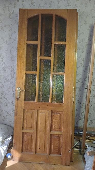 qapi avropa: Taxta şüşəli otaq qapısı - Material: təbii ağac (açıq qəhvəyi ton) - — 4