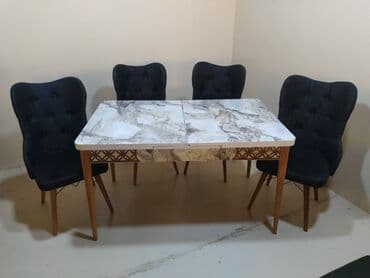 Masa və oturacaq dəstləri: Mətbəx üçün, Yeni, Açılan, Dördbucaq masa, 4 stul — 1