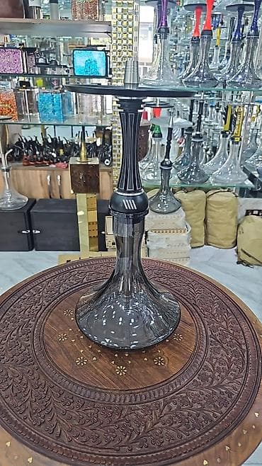 Şüşə kolba və alüminium gövdəli nərgilə - Material: qalın, tüstü — 1