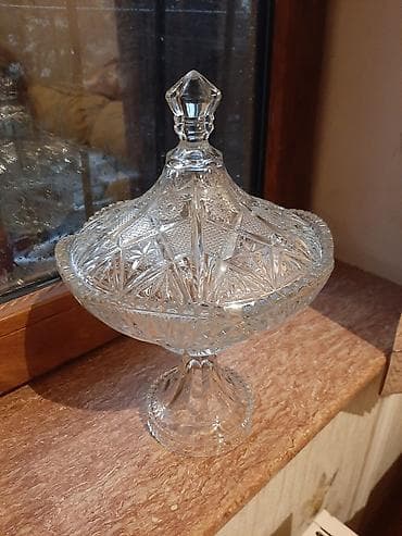 cerez qabı: Sakura şirniyyat qabı – qapaqlı, ayaqlı, şüşə/kristal dizayn - Brend — 4