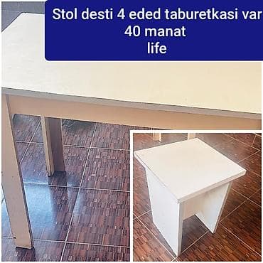 metbex krantlari: Mətbəx üçün, Açılmayan, Dördbucaq masa, 4 stul — 1