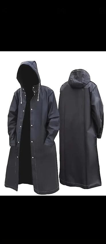 yağmurluq plaş: Uzun qara yağmurluq – kapüşonlu, ön hissəsi düyməli - Material: suya — 1