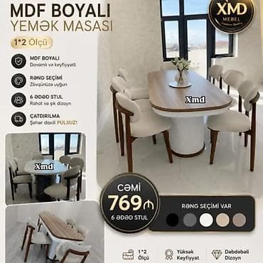 2 ci el seyf qapilar: MDF boyalı yemək masası və yumşaq stul dəstləri – zövqünüzə uyğun — 2