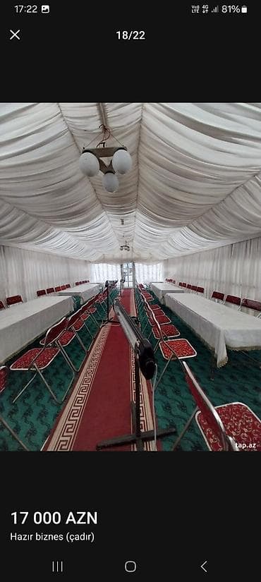 аренда павильон: Cadir her bir adadanli teze masinla birge masinin qablari ag senedler — 3