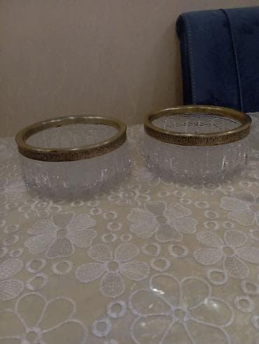 3 qız sekilleri profil üçün: 3 ədəd xrustal kanfet qabı — 3