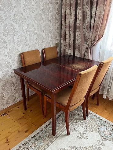 румынская мебель бу: Для кухни, Б/у, Нераскладной, Прямоугольный стол, 4 стула — 3