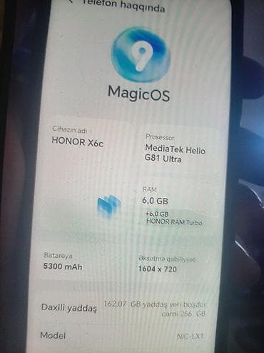 redmi note 12 s: Honor X6c, 256 GB, Barmaq izi — 1