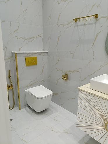 Напольные покрытия: Mərmər effekti ilə lüks vanna otağı komplekti - Divar və döşəmə: iri — 1