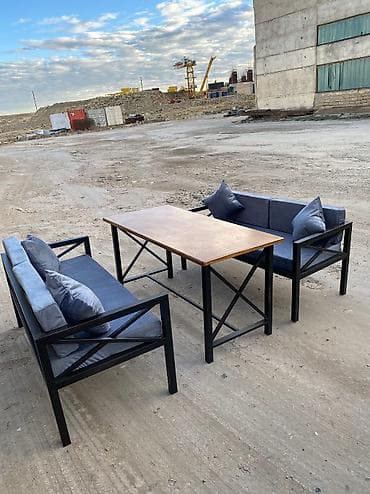 bag stol: Yeni, Dördbucaq masa, 2 stul, Açılmayan, Skameykalar ilə, Həsir toxunuşlu, Azərbaycan — 3