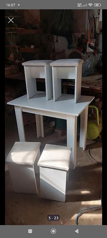 pismenni stol: Mətbəx üçün, Yeni, Açılmayan, Dördbucaq masa, 4 stul — 10