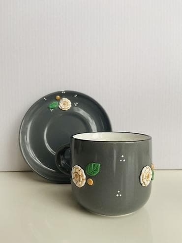 cuqun saç: Çay dəsti, rəng - Boz, Keramika — 6