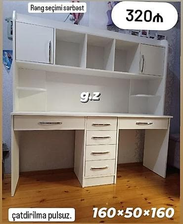 İş/Skrinli yazı masası – funksional saxlama bölmələri ilə - Üst