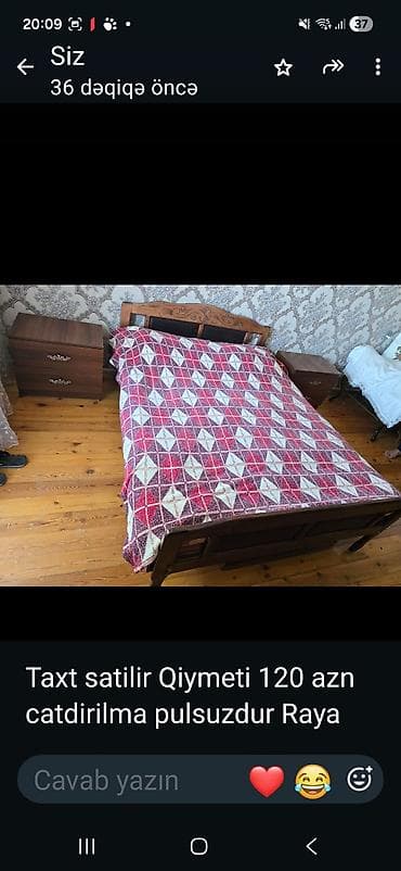 4 ayaq: Taxt satılır. - Material: taxta karkas, oyma başlıq dizaynı - Ölçü — 1
