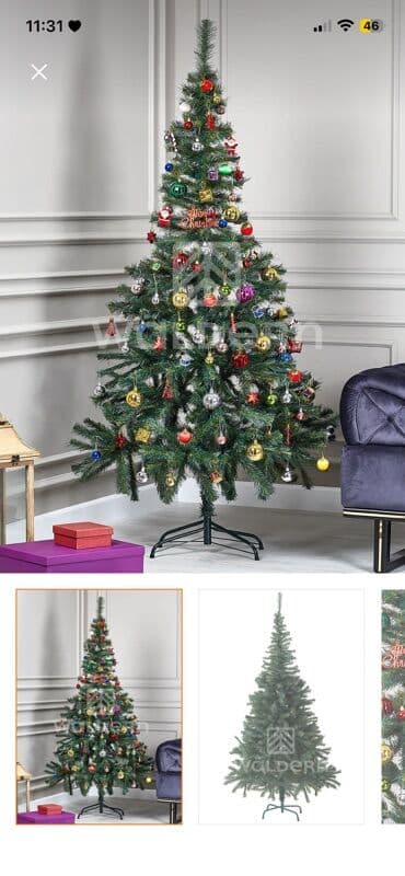 Продукты питания: Süni Yeni il şam ağacı – dəmir dayaqla, qutuda - Tip: iynəyarpaq — 2