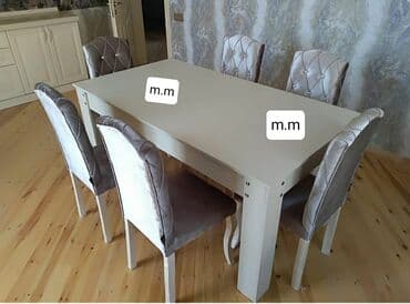 inversion stol: Qonaq otağı üçün, Yeni, Açılmayan, Dördbucaq masa, 6 stul — 3