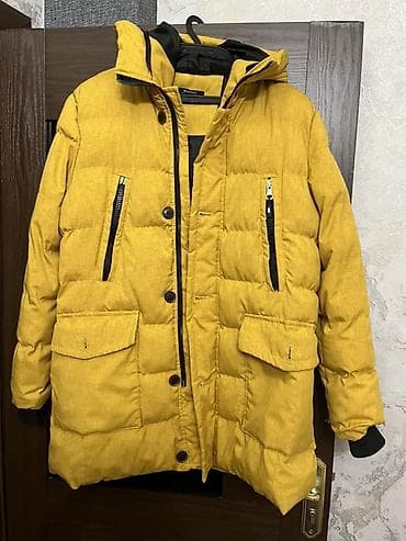 Qışlıq kişi parkası – xardal/sarı rəng - Uzun parka tipli şişmə