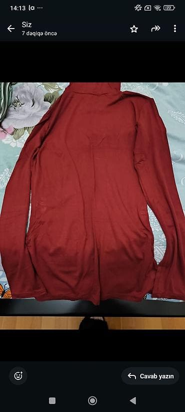 Qadın uzunqol köynək – bordo rəng - Model: Sadə dizaynlı, boğazlı — 1