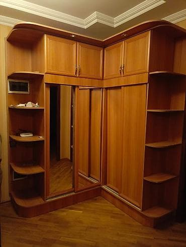 kunc şkaf: İşlənmiş, 2 qapılı, Güzgülü, Qəhvəyi, Digər material, Kupe, Künc dolab — 1