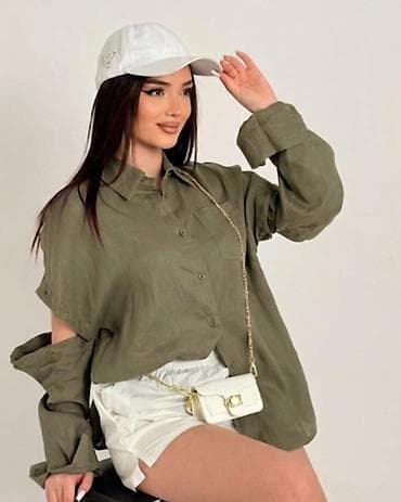 bil: Qadınlar üçün oversize kətan köynək - Material: yüngül və nəfəs alan — 3