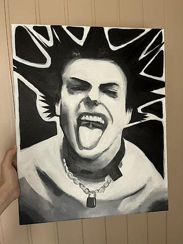 CD, DVD disklər və kassetlər: Orijinal əl işi rəsmlər – akril boya ilə kətan üzərində. 1) “Cəngavər — 4