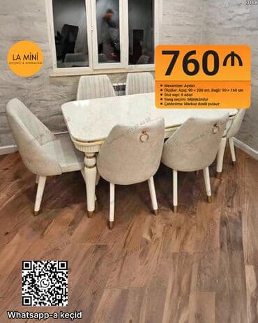 binede ucuz heyet evleri 2021: Açılan, Dördbucaq masa, 6 stul — 1
