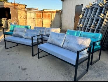 диван и стол на кухню: Новый, Прямоугольный стол, Нераскладной, Со скамейками, Металл, Азербайджан — 1