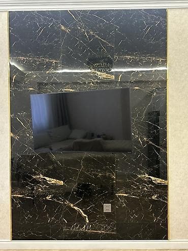 TV arxası mərmər panel (270x180) – premium görünüş TV stend arxası