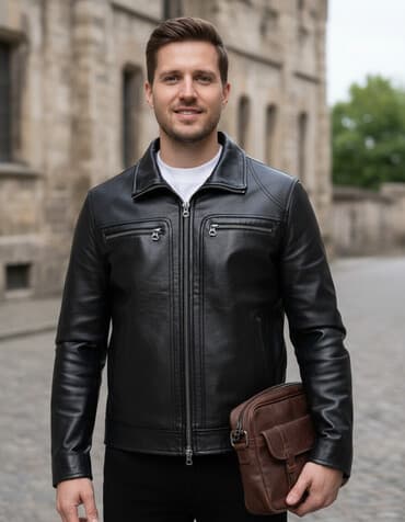 Kişi üçün qara rəngli dəri kurtka – COLIN’S ölçü M. M ölçü bədən lalafo.az -da Kişi üçün qara rəngli dəri kurtka – COLIN’S ölçü M. M ölçü bədən